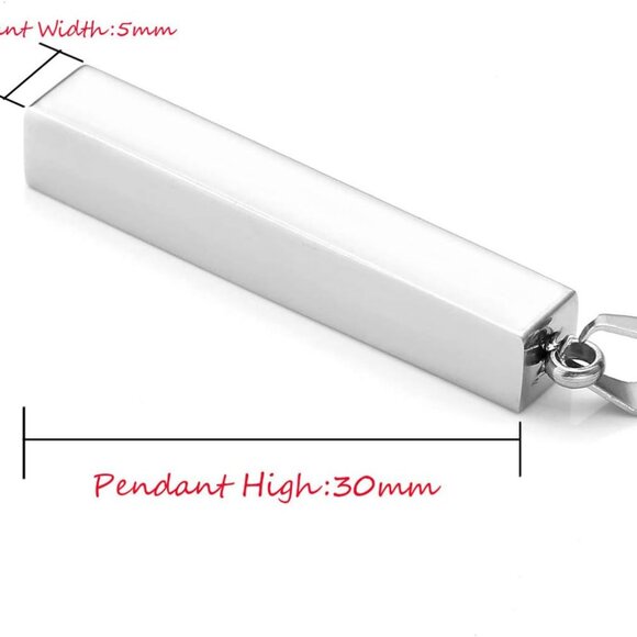 Engraving 3D Bar Name Necklace Personalized Text Message Cool Simple Design Wome - Picture 4 of 6